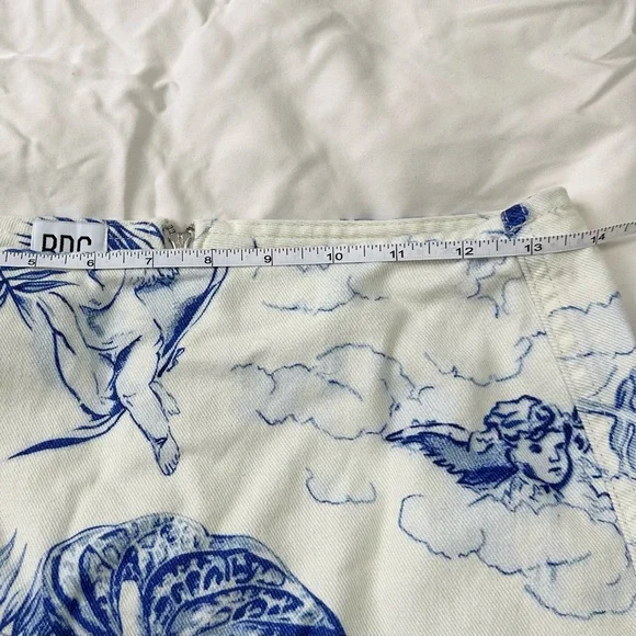 Urban Outfitters BDG Blue and White Angel Print A-line Mini Skirt - Picture 9 of 11